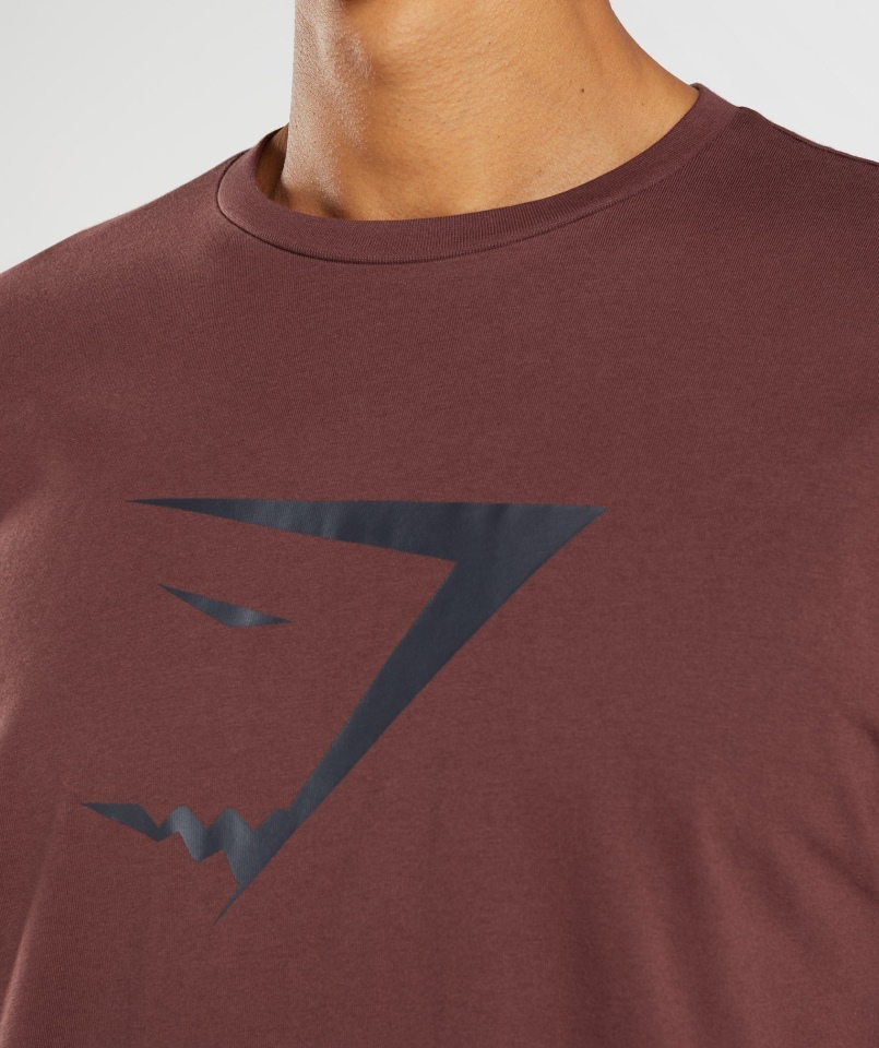 Gymshark Sharkhead Wypełnienie T-shirt Wiśniowy Brąz