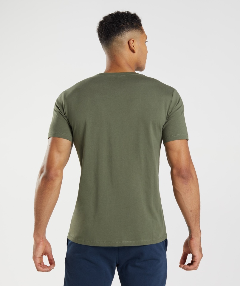 Gymshark Sharkhead T-shirt Z Wypełnieniem Core Oliwkowy