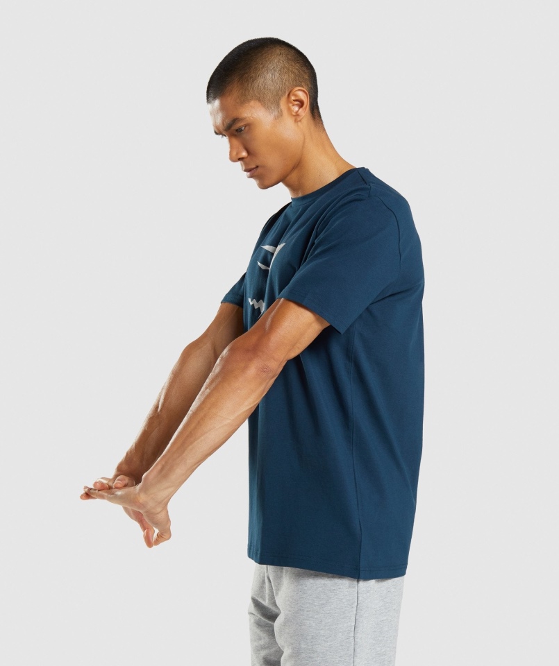 Gymshark Sharkhead T-shirt Z Wypełnieniem Granatowy