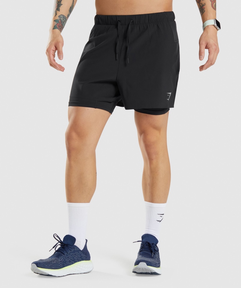 Gymshark Speed 5" 2 W 1 Spodenki Czarne
