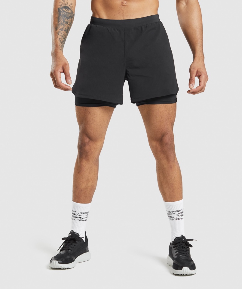 Gymshark Speed Evolution 5" Spodenki 2 W 1 Czarne