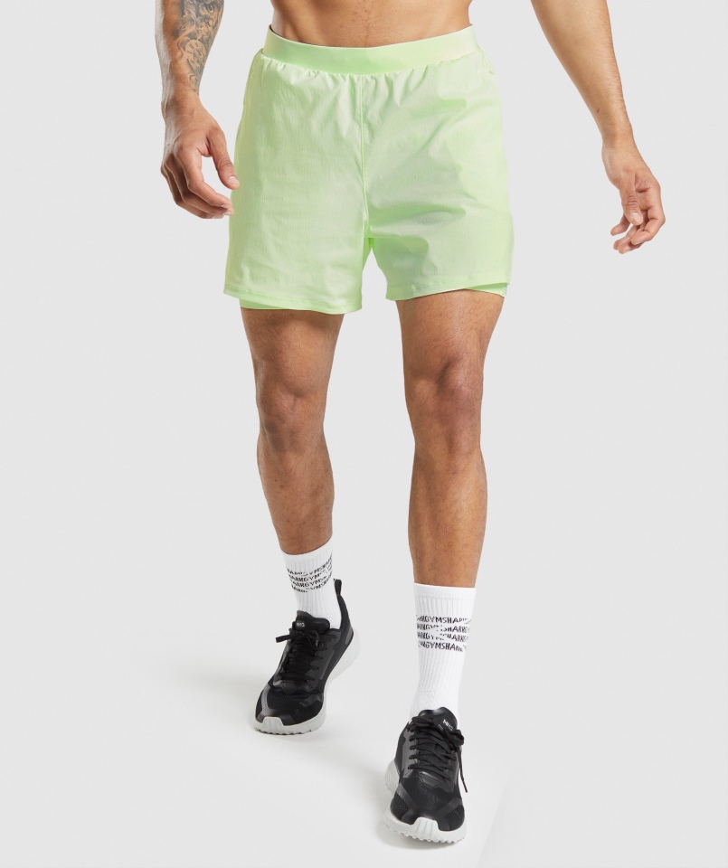 Gymshark Speed Evolution 5" 2 W 1 Spodenki 2 W 1 Ogórkowo-zielony