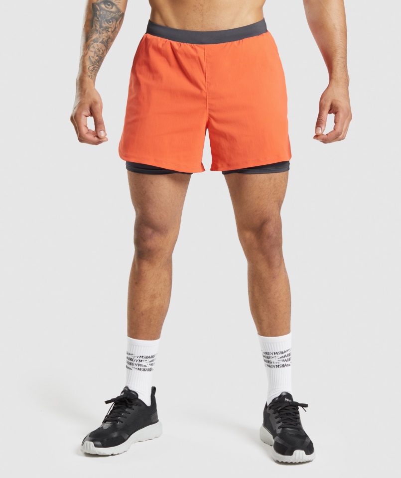 Gymshark Speed Evolution 5" 2 W 1 Spodenki 2 W 1 Papaja Pomarańczowe