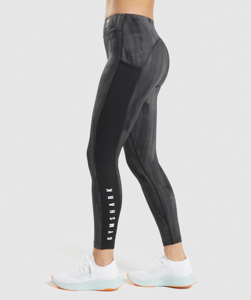 Legginsy Sportowe Gymshark Czarny Nadruk