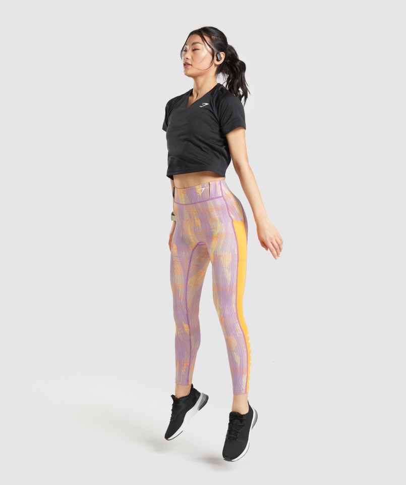 Legginsy Sportowe Gymshark Pomarańczowy Nadruk