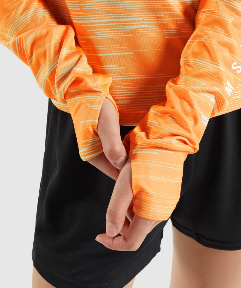 Gymshark Sport Luźna Koszulka Z Długim Rękawem Pomarańczowy Nadruk