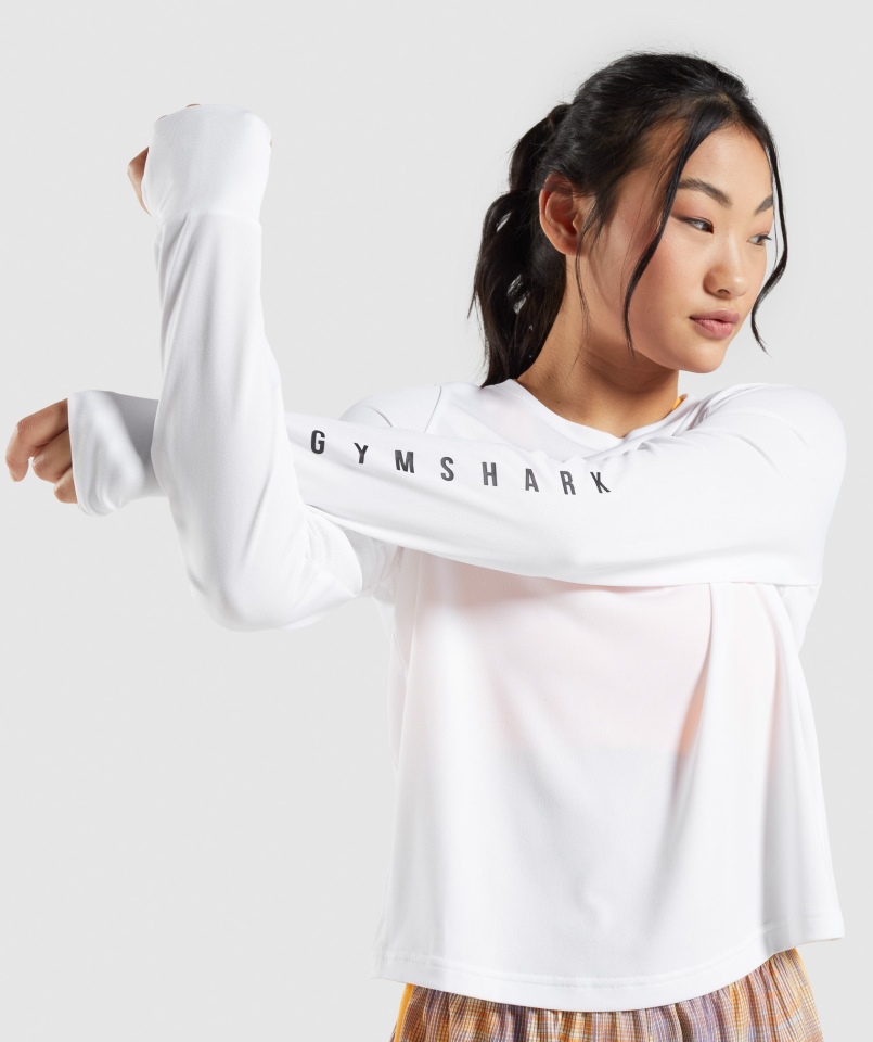 Gymshark Sport Luźna Koszulka Z Długim Rękawem Biała