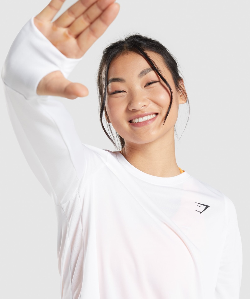 Gymshark Sport Luźna Koszulka Z Długim Rękawem Biała