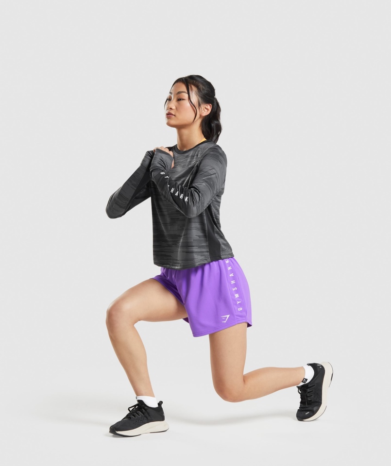Gymshark Sportowe Luźne Spodenki Jasne Fioletowe