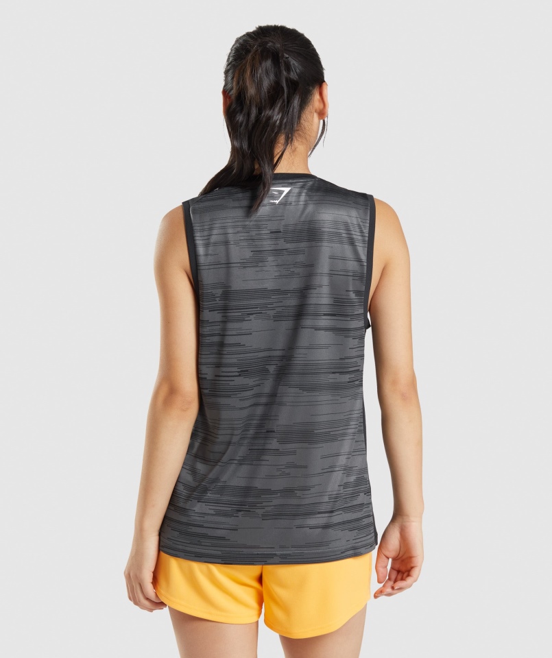 Gymshark Sport Luźny Zbiornik Czarny Nadruk