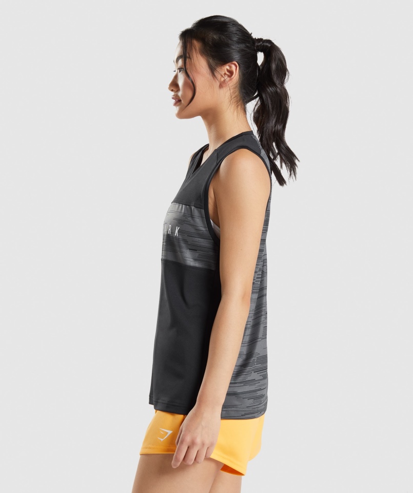 Gymshark Sport Luźny Zbiornik Czarny Nadruk