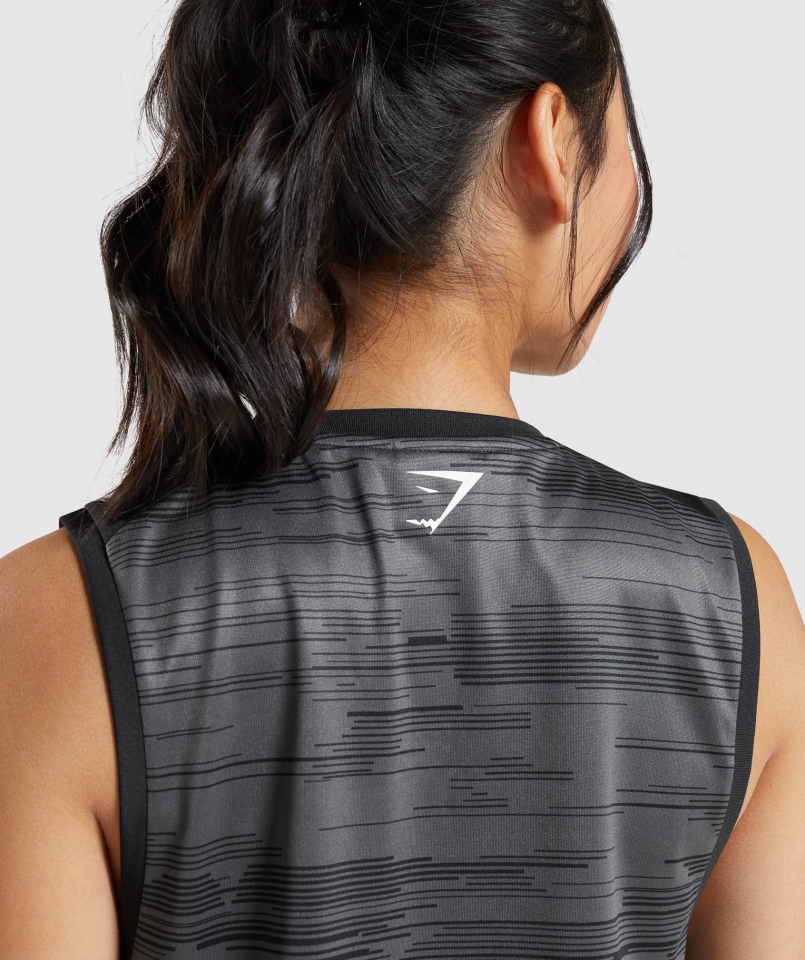 Gymshark Sport Luźny Zbiornik Czarny Nadruk
