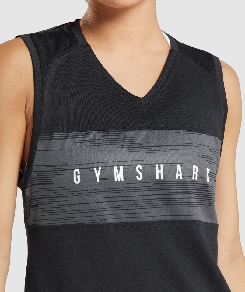 Gymshark Sport Luźny Zbiornik Czarny Nadruk