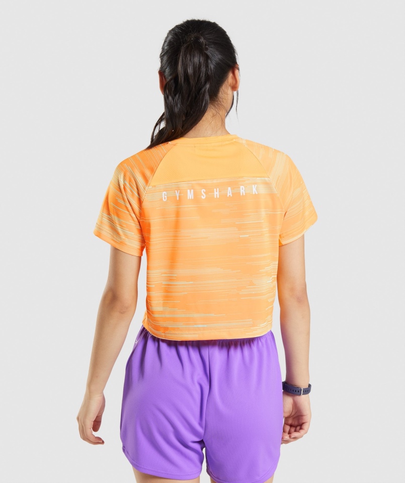 Gymshark Sportowa Koszulka Midi Pomarańczowy Nadruk