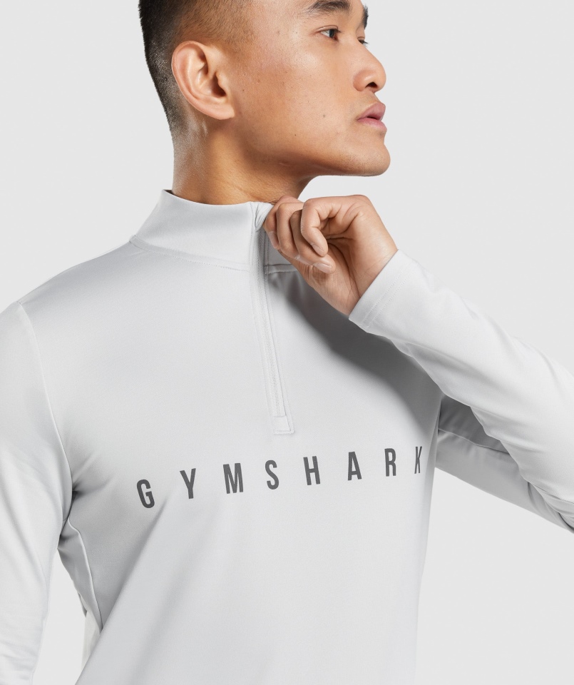 Gymshark Sportowy Pasek 1/4 Zip Jasnoszary