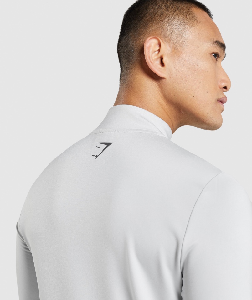 Gymshark Sportowy Pasek 1/4 Zip Jasnoszary
