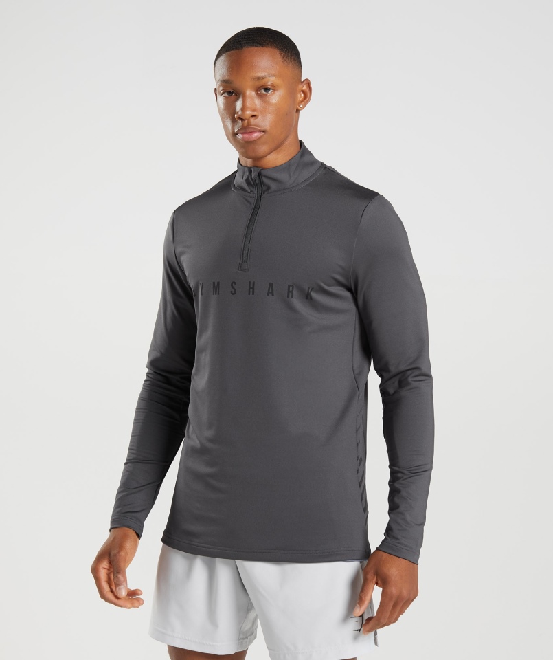 Gymshark Sportowy Pasek 1/4 Zip Onyks Szary