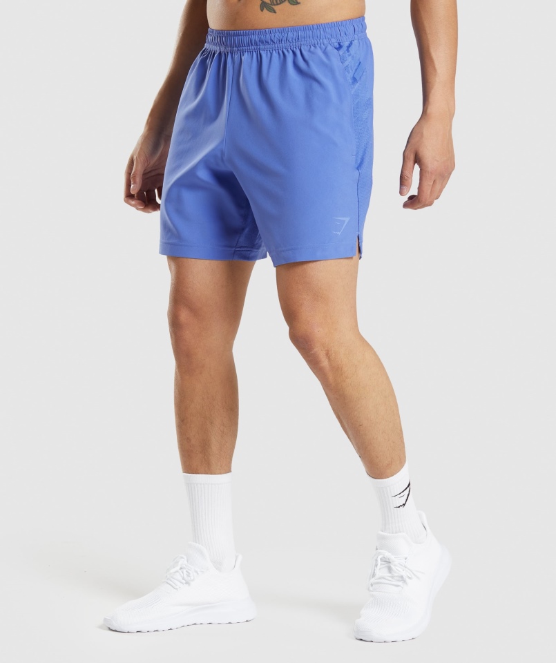 Gymshark Sportowe W Paski 7" Spodenki W Kolorze Niebieskim