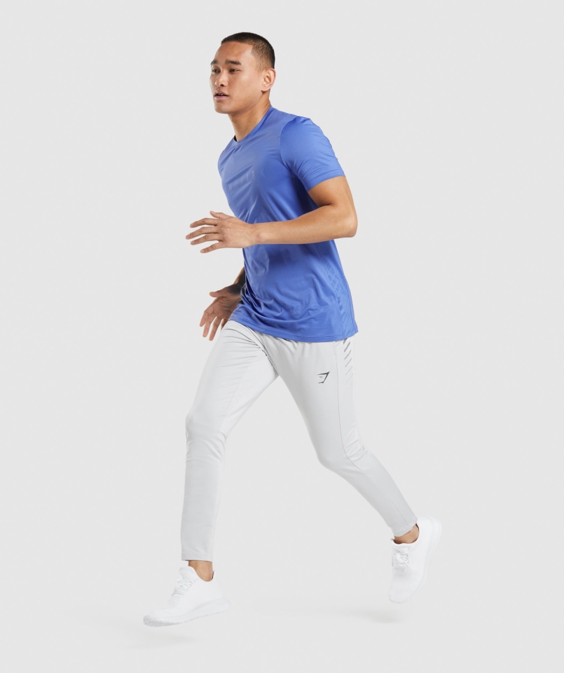 Gymshark Sportowe Spodnie W Paski Jasnoszare