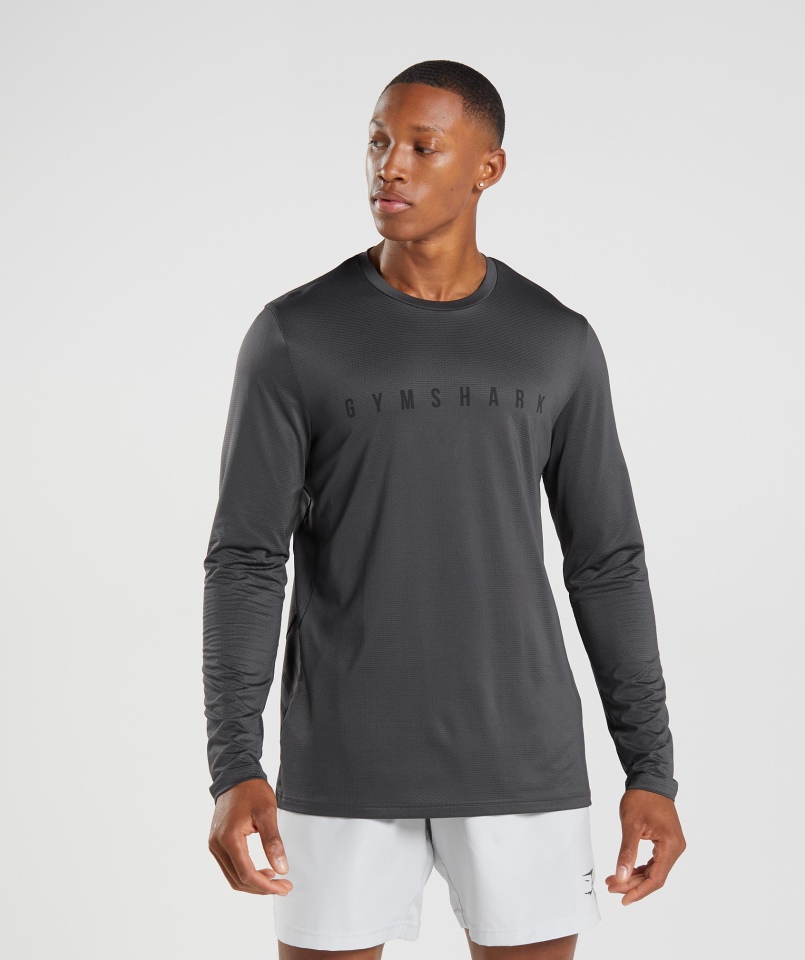 Gymshark Sportowa Koszulka W Paski Z Długim Rękawem Onyksowy Szary