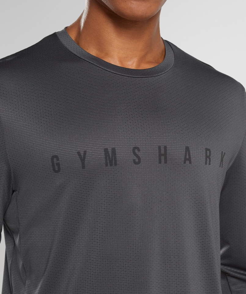 Gymshark Sportowa Koszulka W Paski Z Długim Rękawem Onyksowy Szary