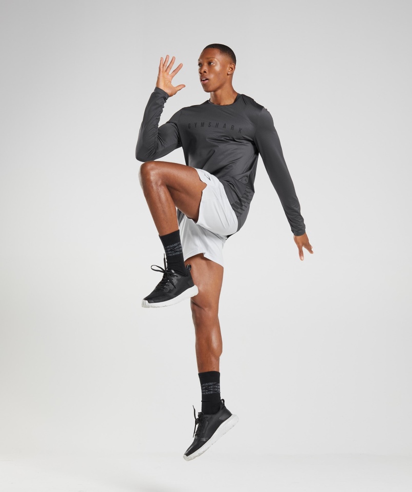 Gymshark Sportowa Koszulka W Paski Z Długim Rękawem Onyksowy Szary