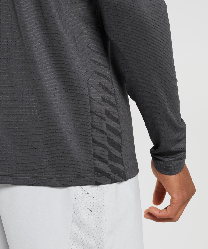 Gymshark Sportowa Koszulka W Paski Z Długim Rękawem Onyksowy Szary