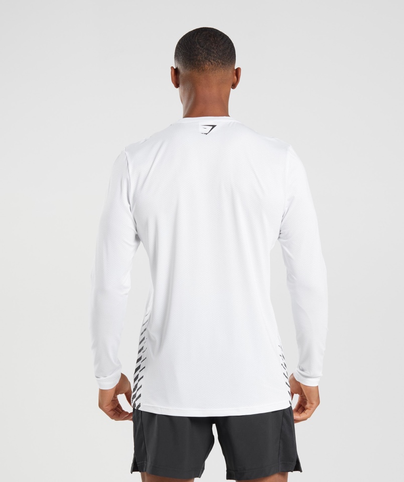 Gymshark Sportowa Koszulka W Paski Z Długim Rękawem Biała