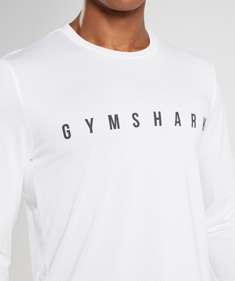 Gymshark Sportowa Koszulka W Paski Z Długim Rękawem Biała