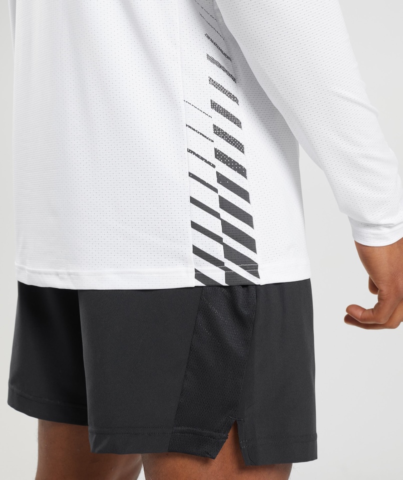 Gymshark Sportowa Koszulka W Paski Z Długim Rękawem Biała