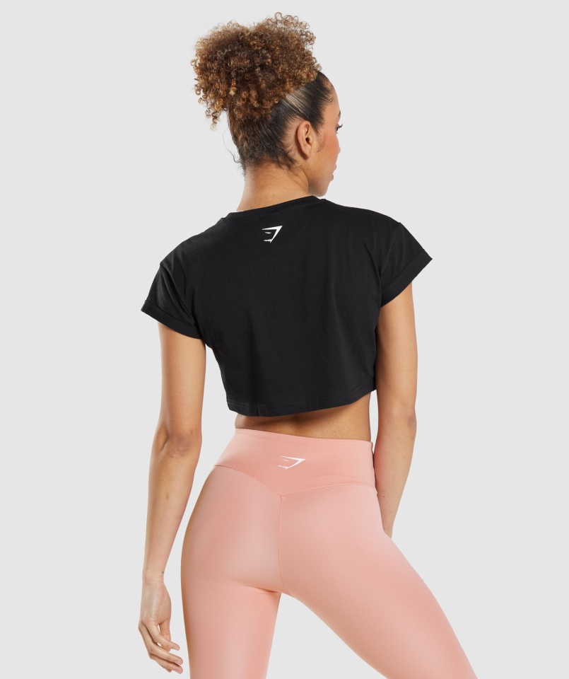 Gymshark Zestaw Naklejek Crop Tee Czarny