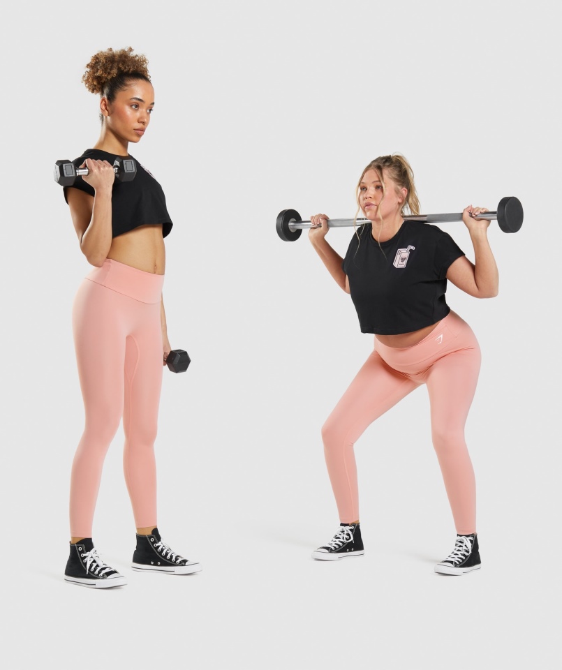 Gymshark Zestaw Naklejek Crop Tee Czarny