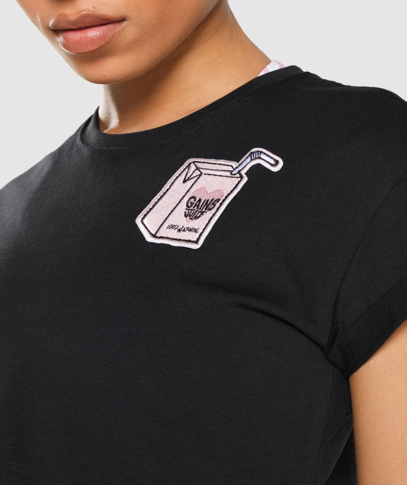 Gymshark Zestaw Naklejek Crop Tee Czarny