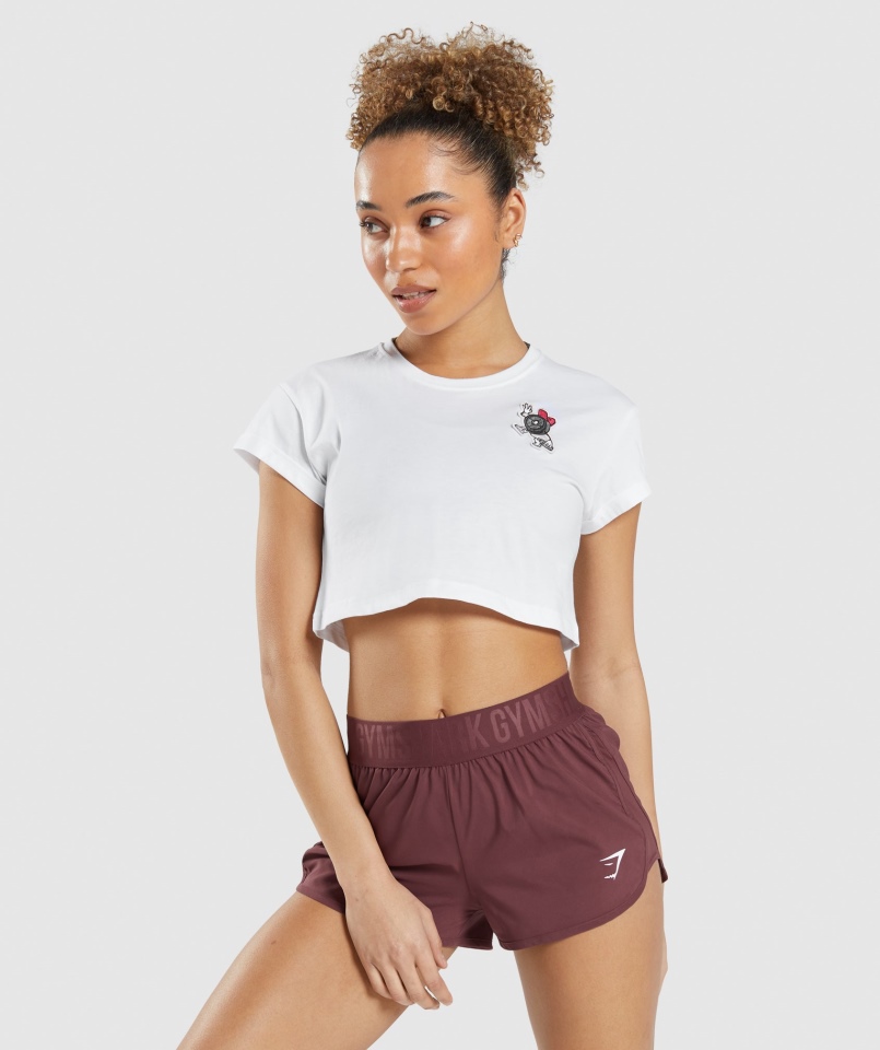 Gymshark Zestaw Naklejek Crop Tee Biały