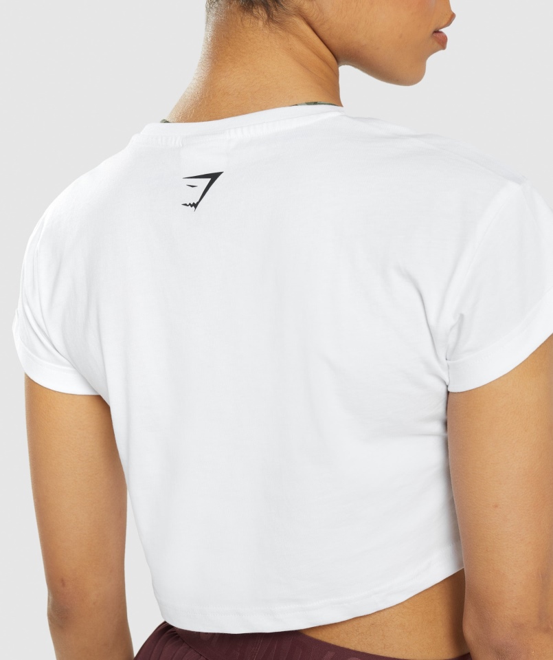 Gymshark Zestaw Naklejek Crop Tee Biały