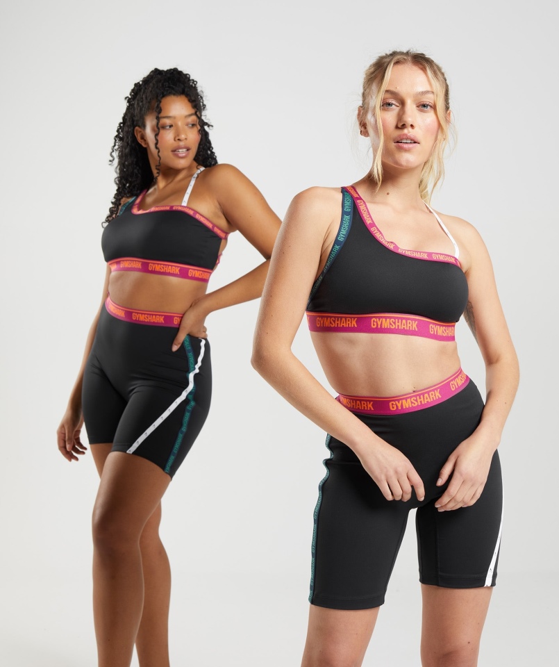 Biustonosz Sportowy Gymshark Strike Czarno-różowo-alpejski Zielony