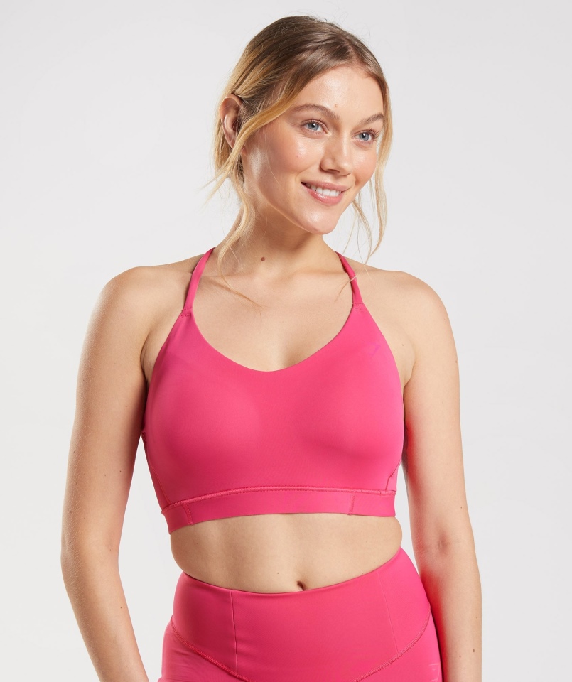 Gymshark Studio Biustonosz Sportowy Hibiskus Różowy