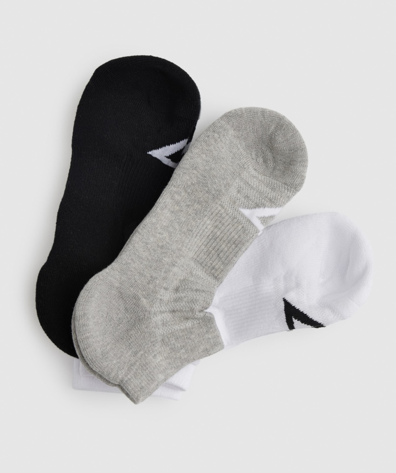 Skarpety Treningowe Gymshark 3 Szt. Biało-jasnoszare Marl-czarne