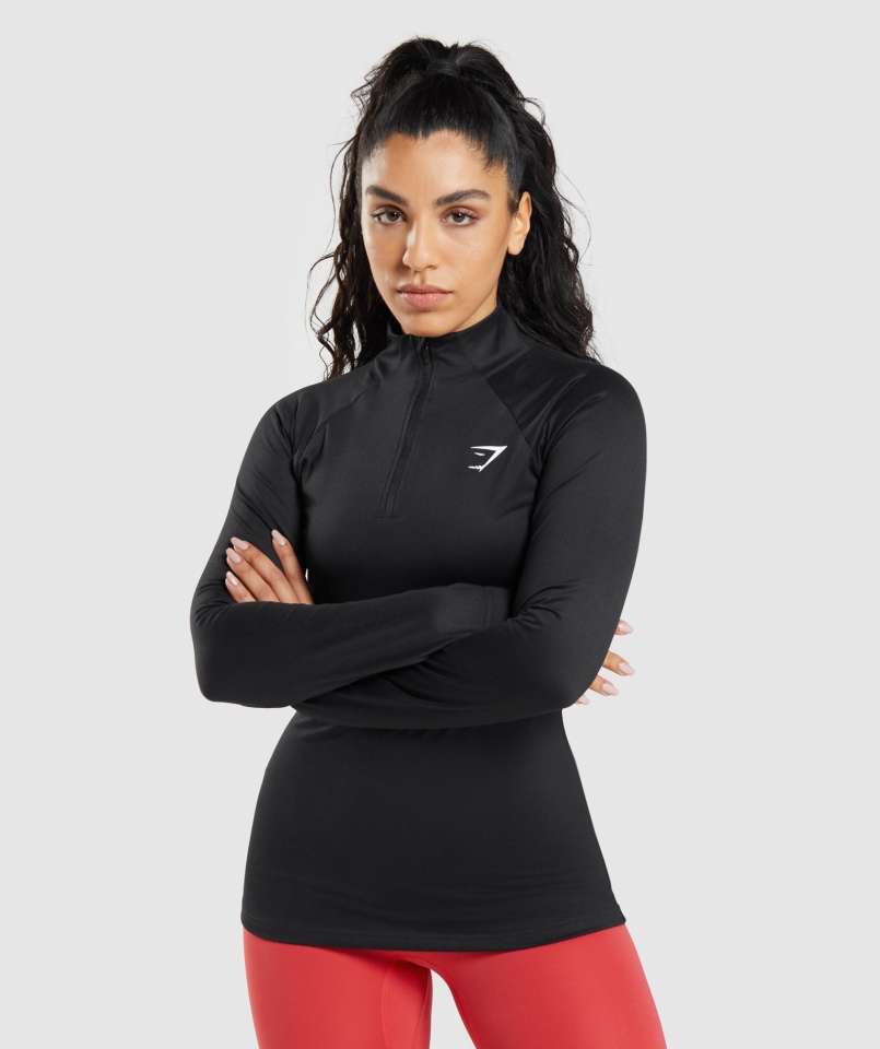 Gymshark Trening 1/4 Zamek Czarny