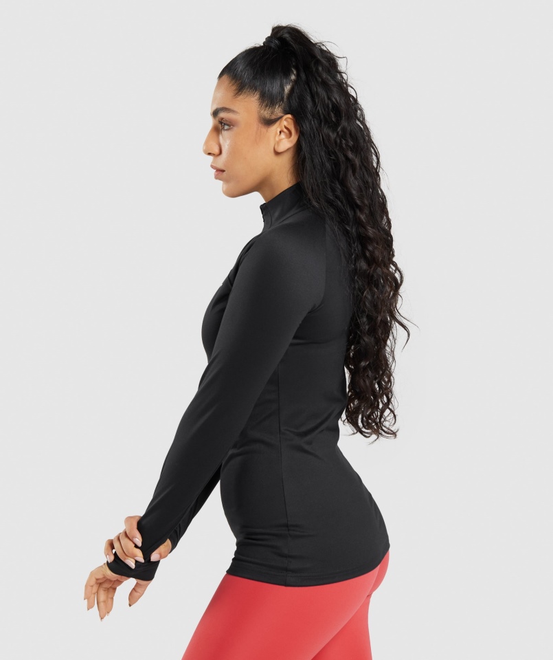 Gymshark Trening 1/4 Zamek Czarny