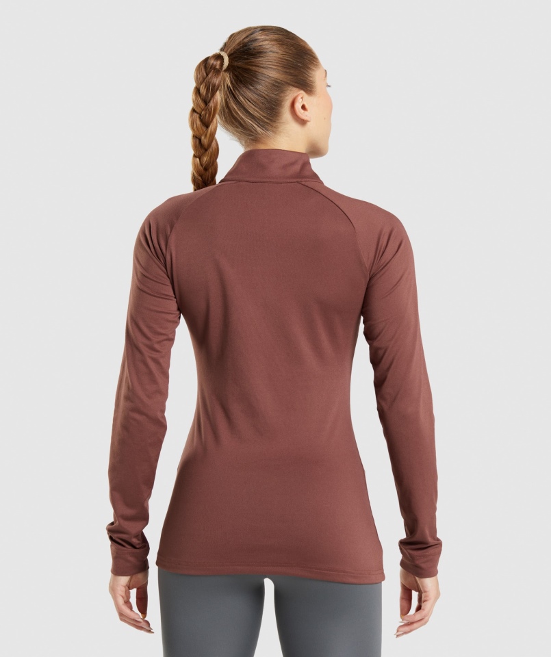 Gymshark Trening 1/4 Zamek Wiśniowy Brąz