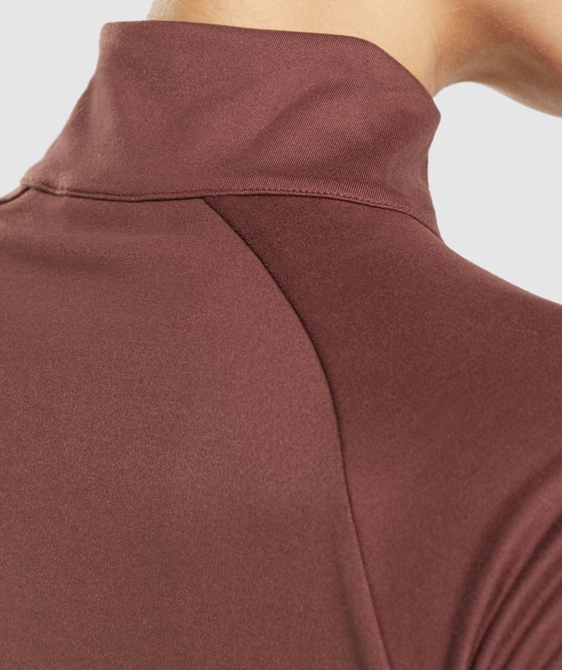 Gymshark Trening 1/4 Zamek Wiśniowy Brąz