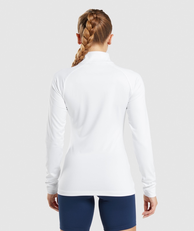 Gymshark Trening 1/4 Zamek Biały