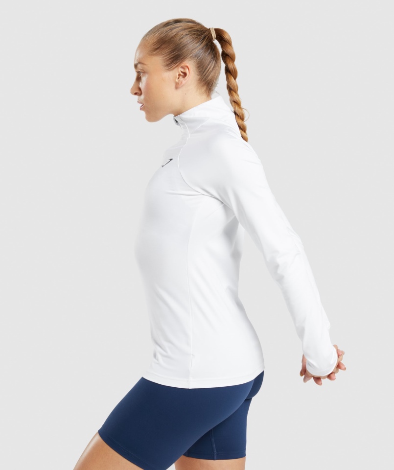 Gymshark Trening 1/4 Zamek Biały