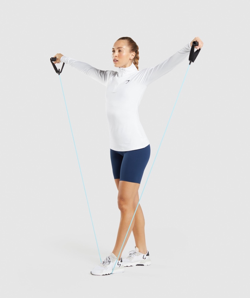 Gymshark Trening 1/4 Zamek Biały