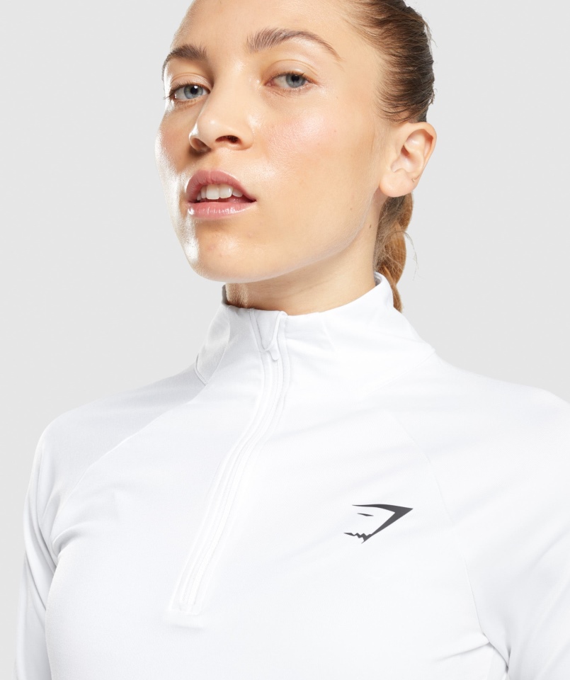 Gymshark Trening 1/4 Zamek Biały