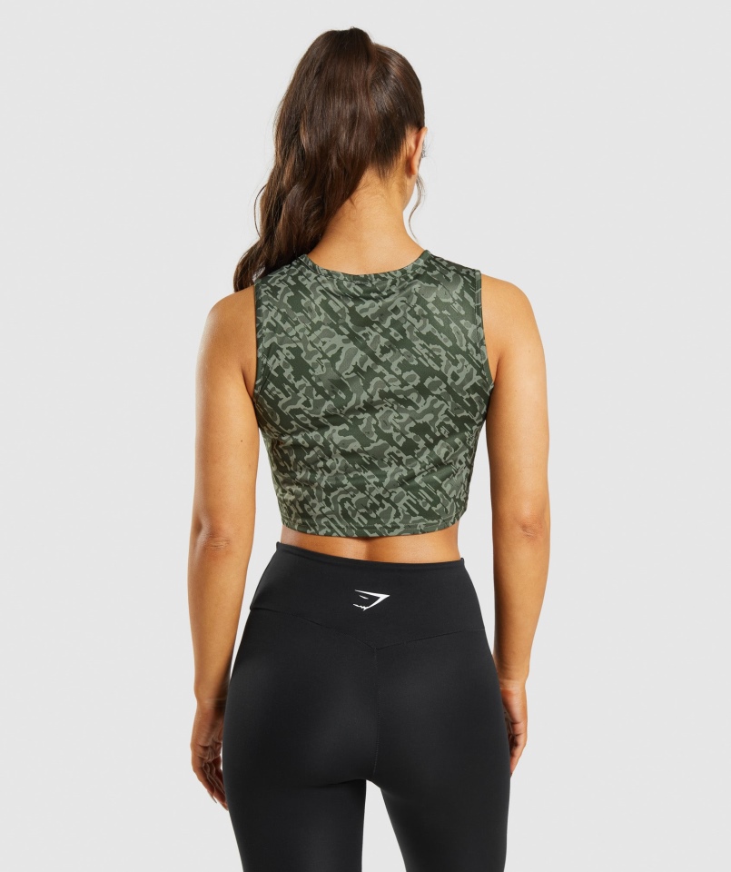Gymshark Treningowy Zbiornik Uprawowy Zielony Nadruk