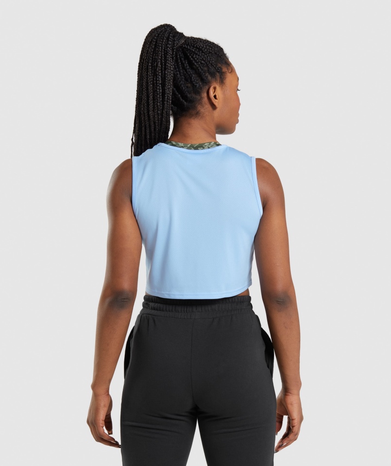 Gymshark Trening Crop Tank Moonstone Niebieski