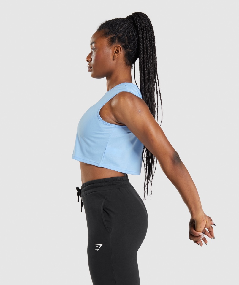 Gymshark Trening Crop Tank Moonstone Niebieski