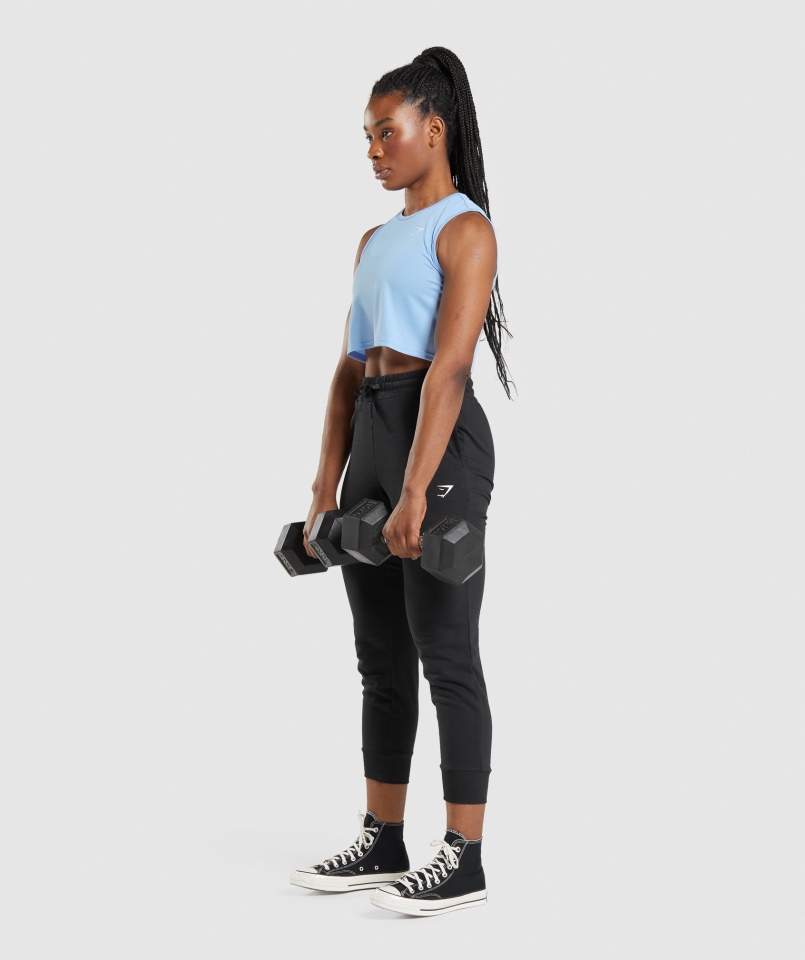 Gymshark Trening Crop Tank Moonstone Niebieski